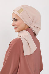 Dekolte Kapatabilen Gold Aksesuarlı Hazır Türban,HT-11A