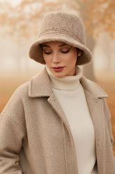 Kışlık Tüylü Kaşe Bucket Şapka,B-99TK