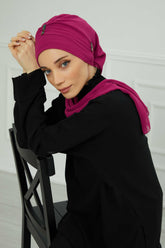 Renkli Taş Aksesuarlı Şifon Hazır Türban,HT-51,HT-51