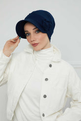 Siperlikli Çiçek Aksesuarlı Şapka Bone,B-72