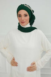 Yandan Fırfırlı Taş Aksesuarlı Şifon Hazır Türban,HT-100,HT-100