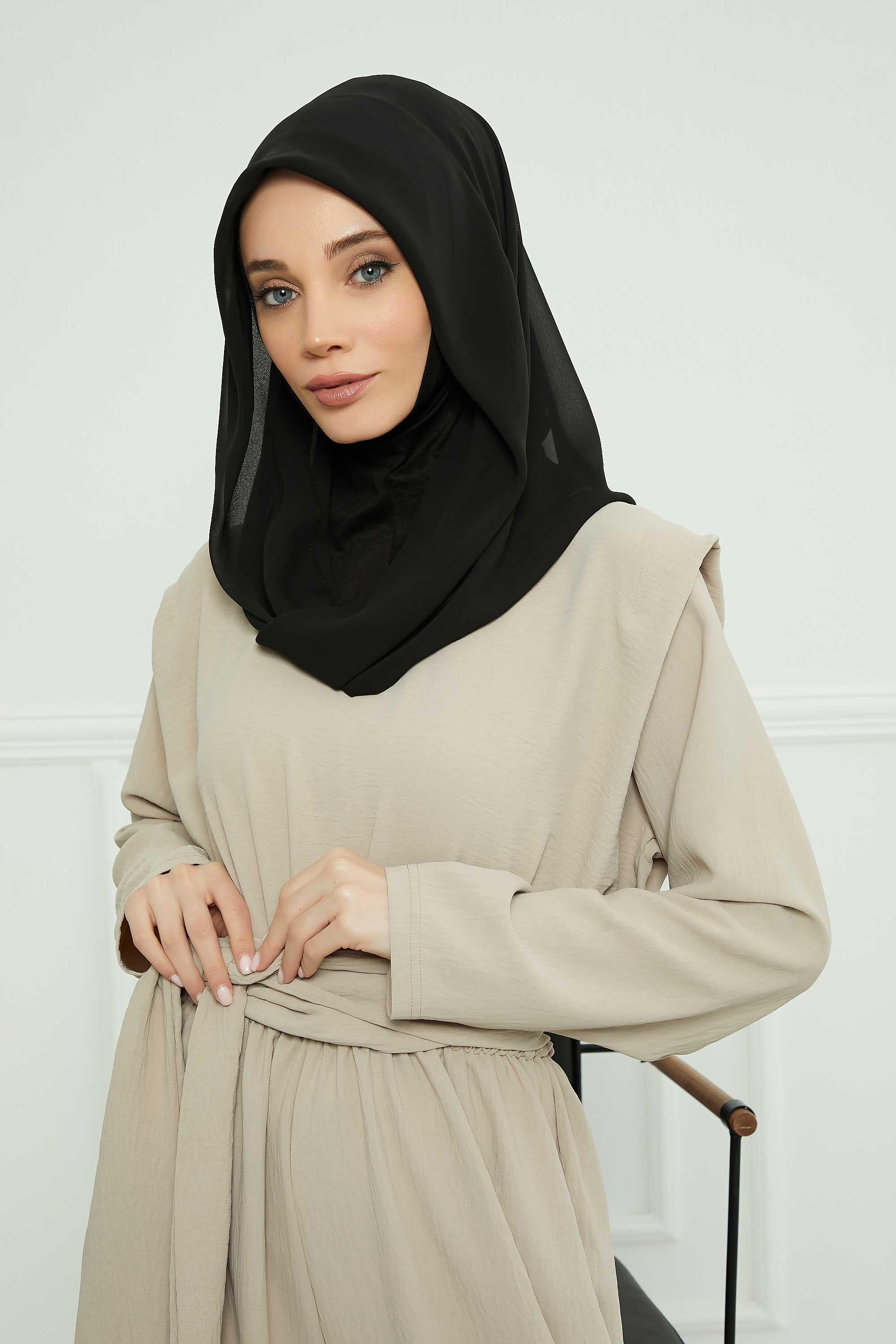 2'li Set Penye İç Boneli Pratik Şifon Eşarp,PS-45SET