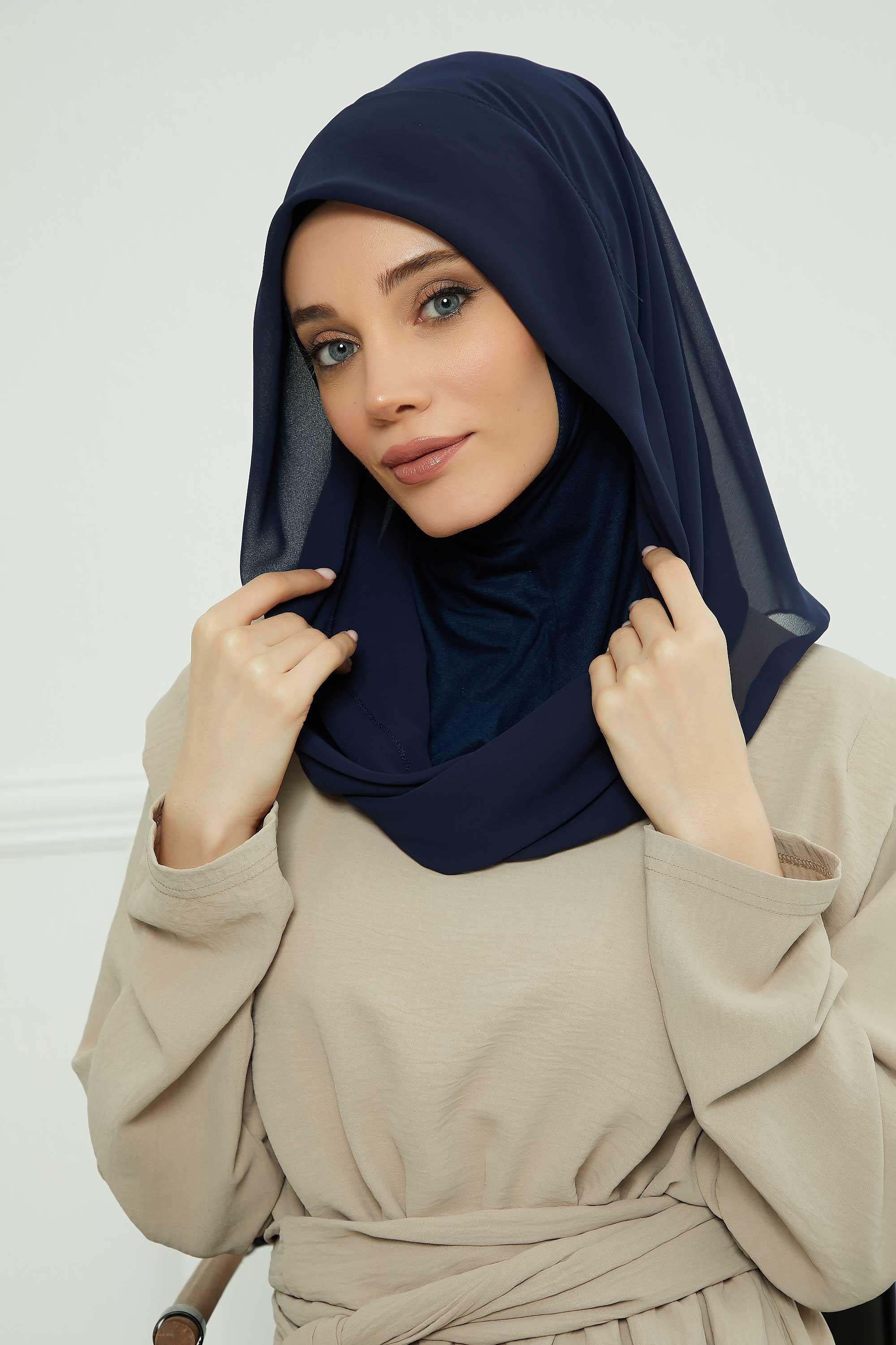 2'li Set Penye İç Boneli Pratik Şifon Eşarp,PS-45SET