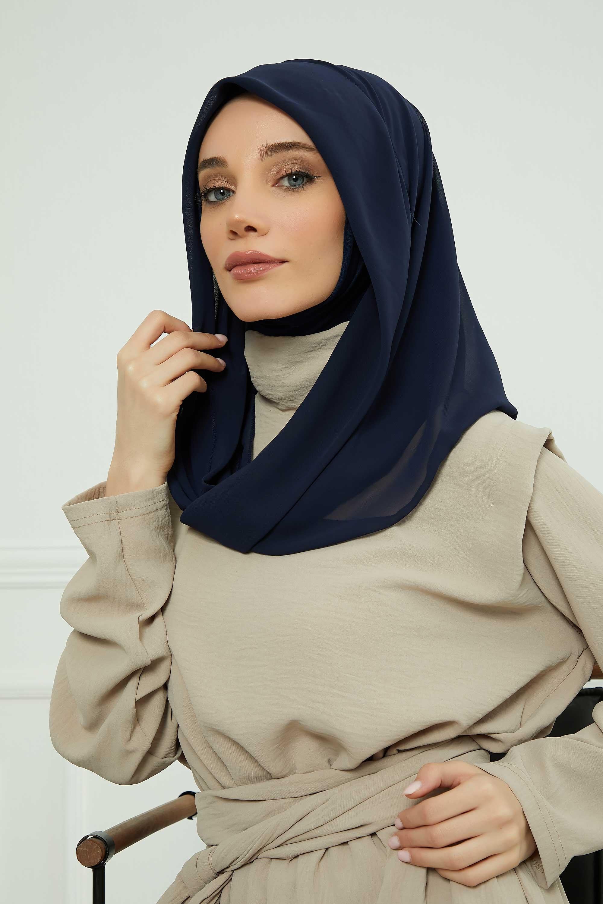 2'li Set Penye İç Boneli Pratik Şifon Eşarp,PS-45SET