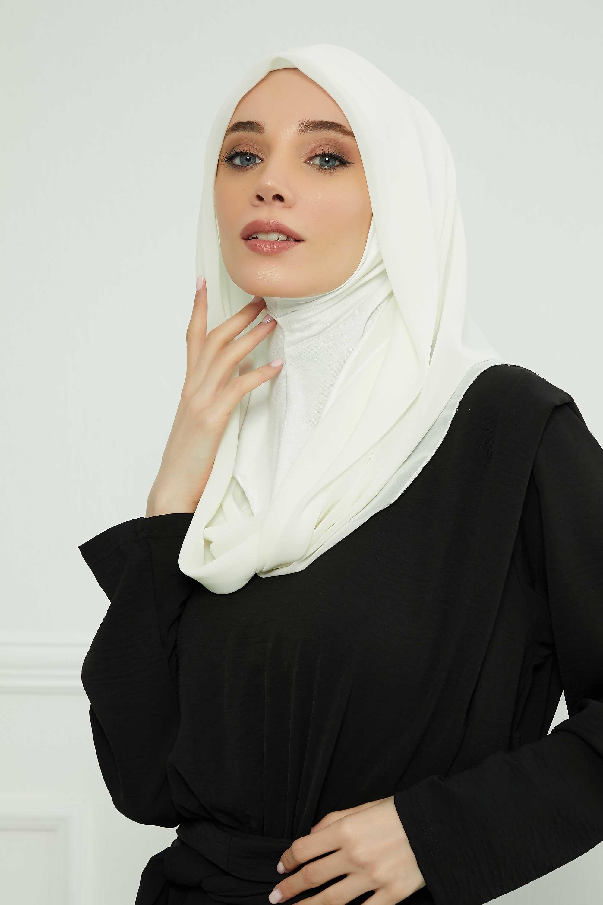 2'li Set Penye İç Boneli Pratik Şifon Eşarp,PS-45SET