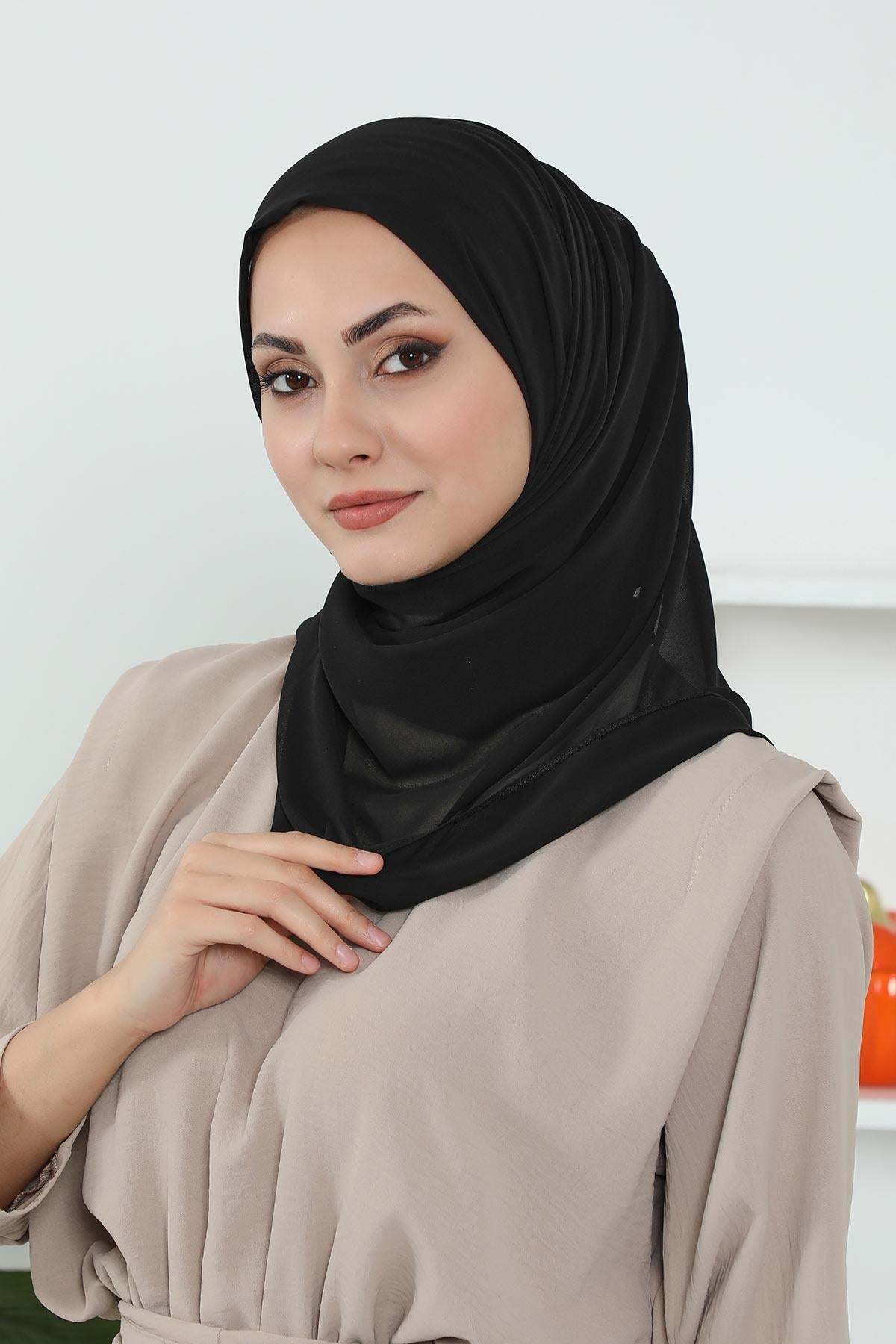 2'li Set Tesettür Boneli Pratik Şifon Şal,PS-46SET