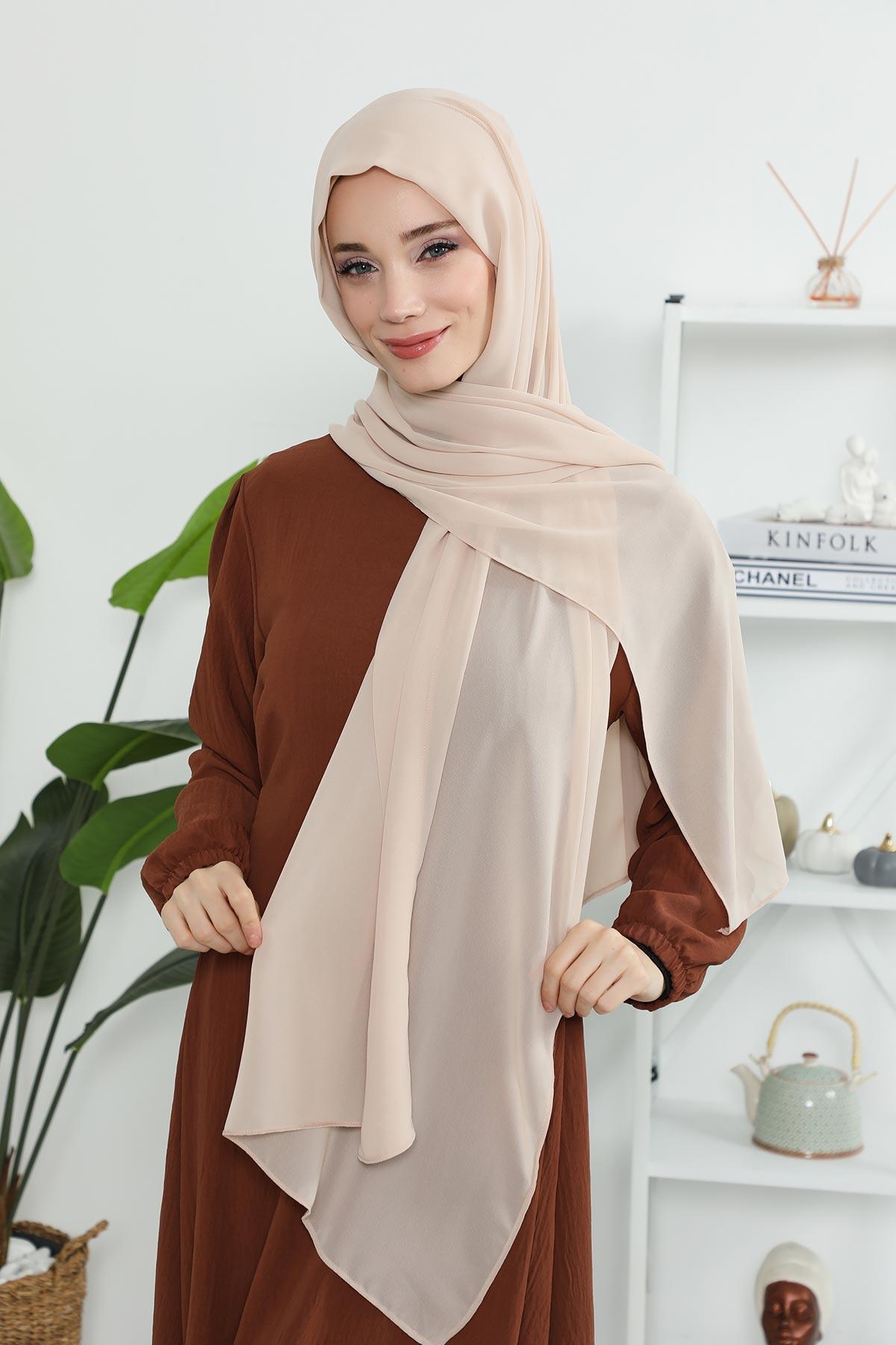 2'li Set Tesettür Boneli Pratik Şifon Şal,PS-46SET