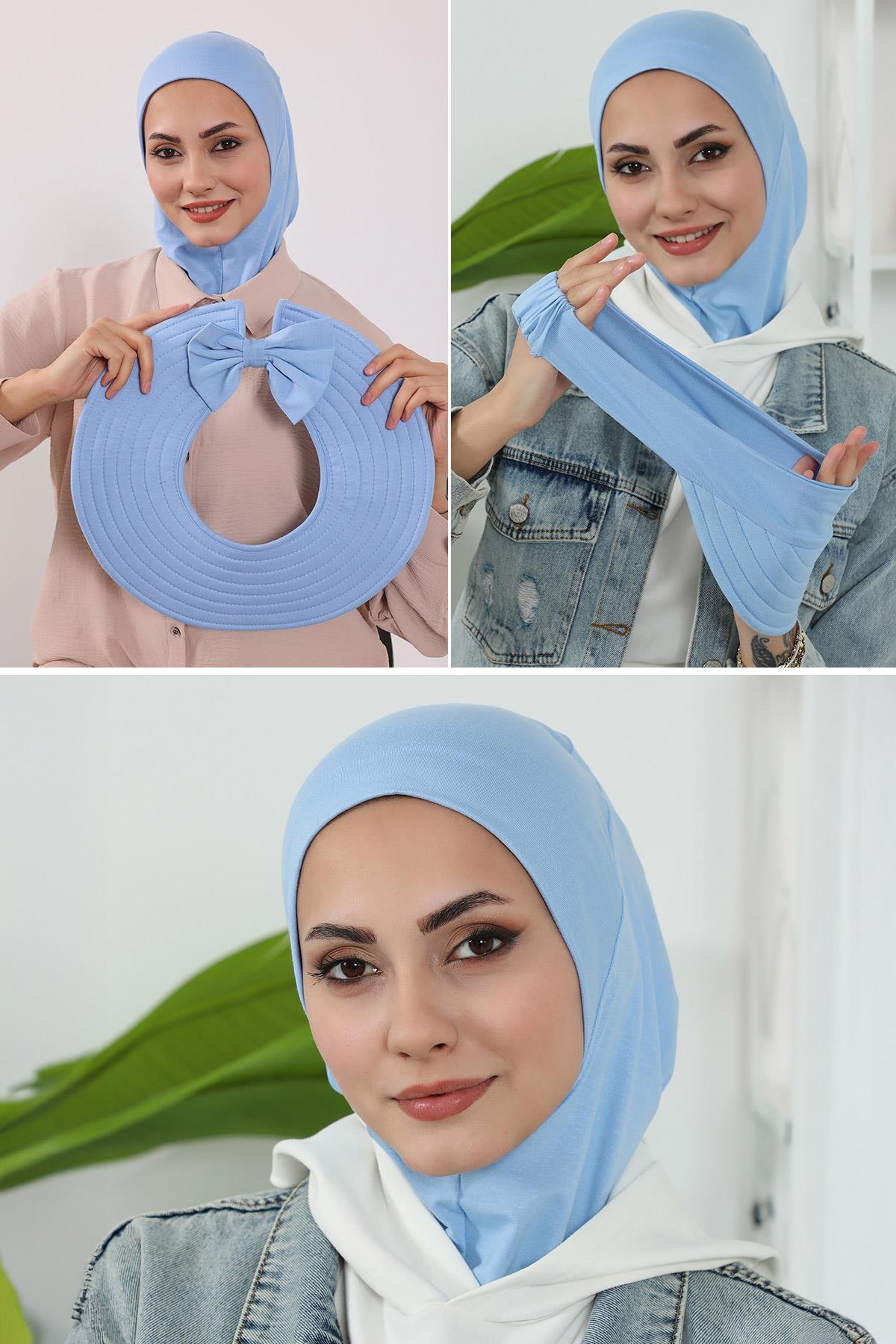3'lü Tak-Çık Bone,Siperlik ve Şapka Seti Tesettür,ST-1P