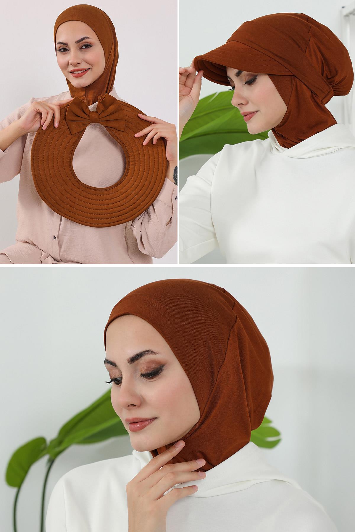 3'lü Tak-Çık Bone,Siperlik ve Şapka Seti Tesettür,ST-1P