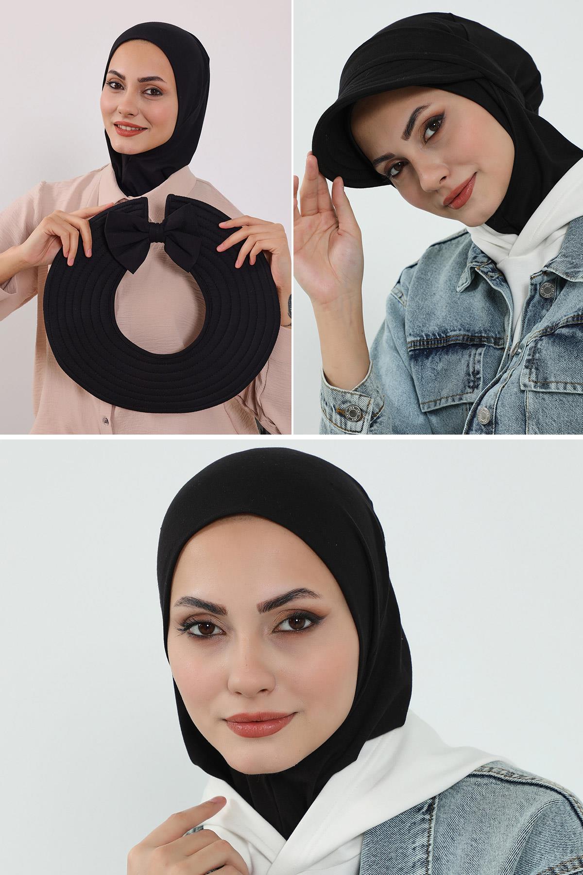 3'lü Tak-Çık Bone,Siperlik ve Şapka Seti Tesettür,ST-1P