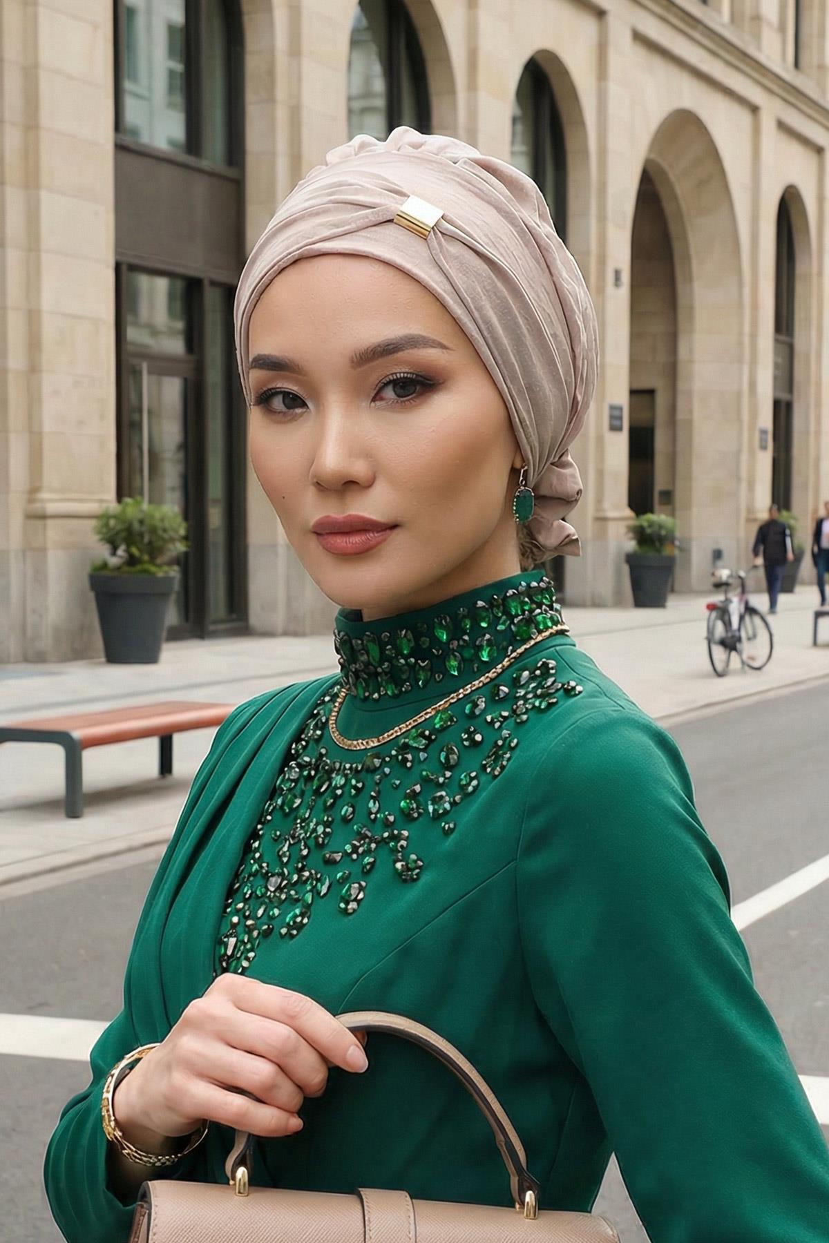 Aksesuarlı Hazır Türban,HT-95