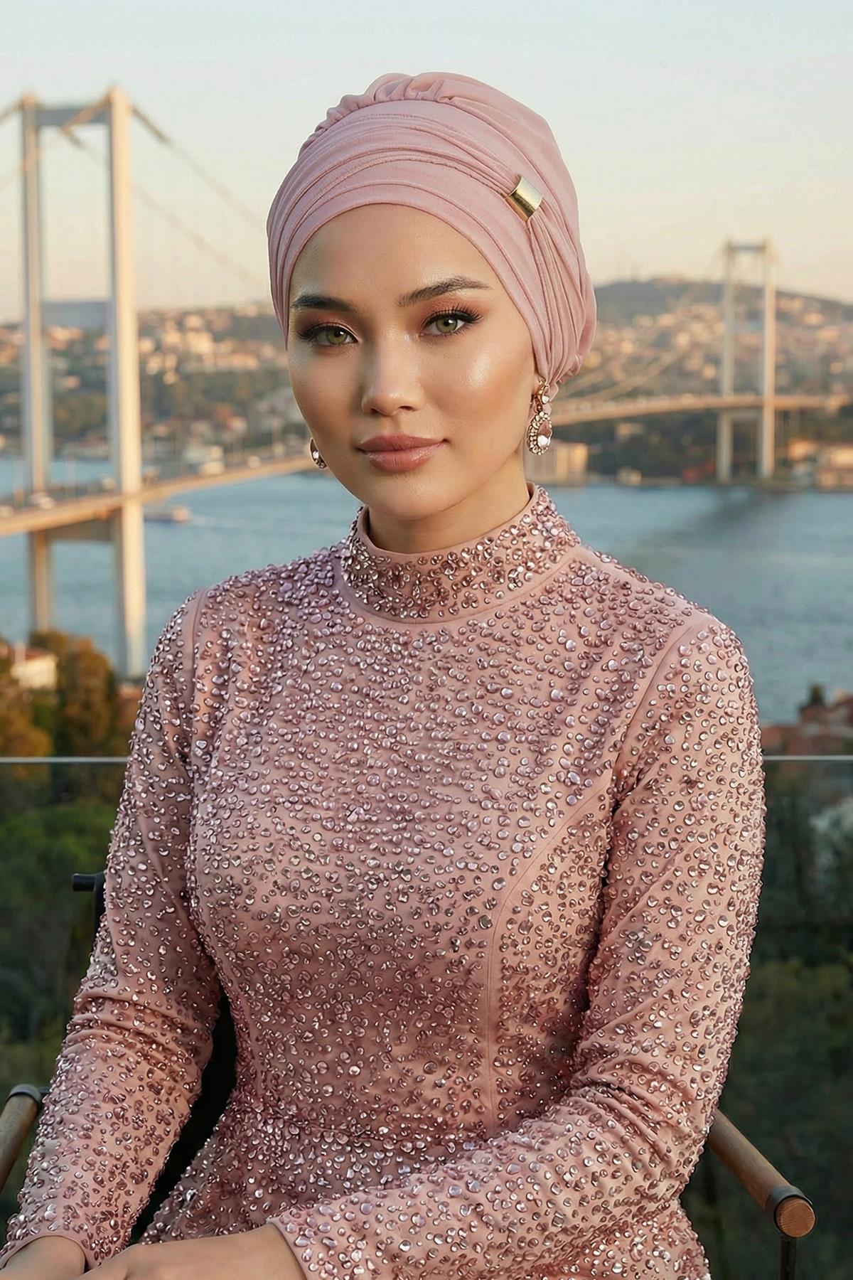 Aksesuarlı Şifon Hazır Türban,HT-95S,HT-95S