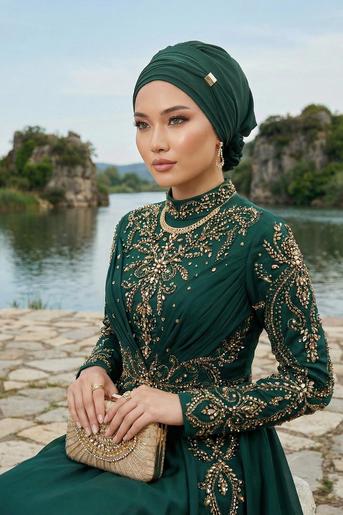 Aksesuarlı Şifon Hazır Türban,HT-95S,HT-95S