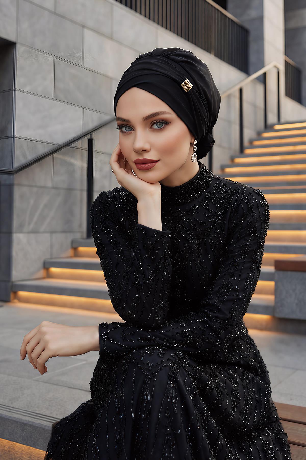 Aksesuarlı Şifon Hazır Türban,HT-95S,HT-95S
