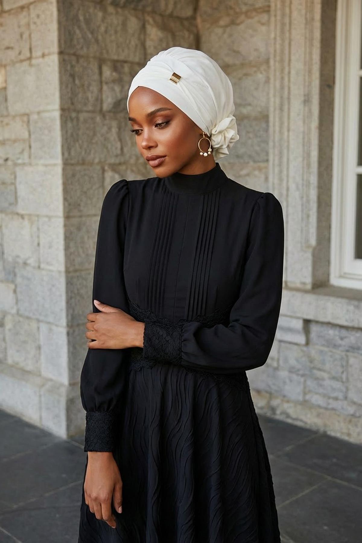 Aksesuarlı Şifon Hazır Türban,HT-95S,HT-95S