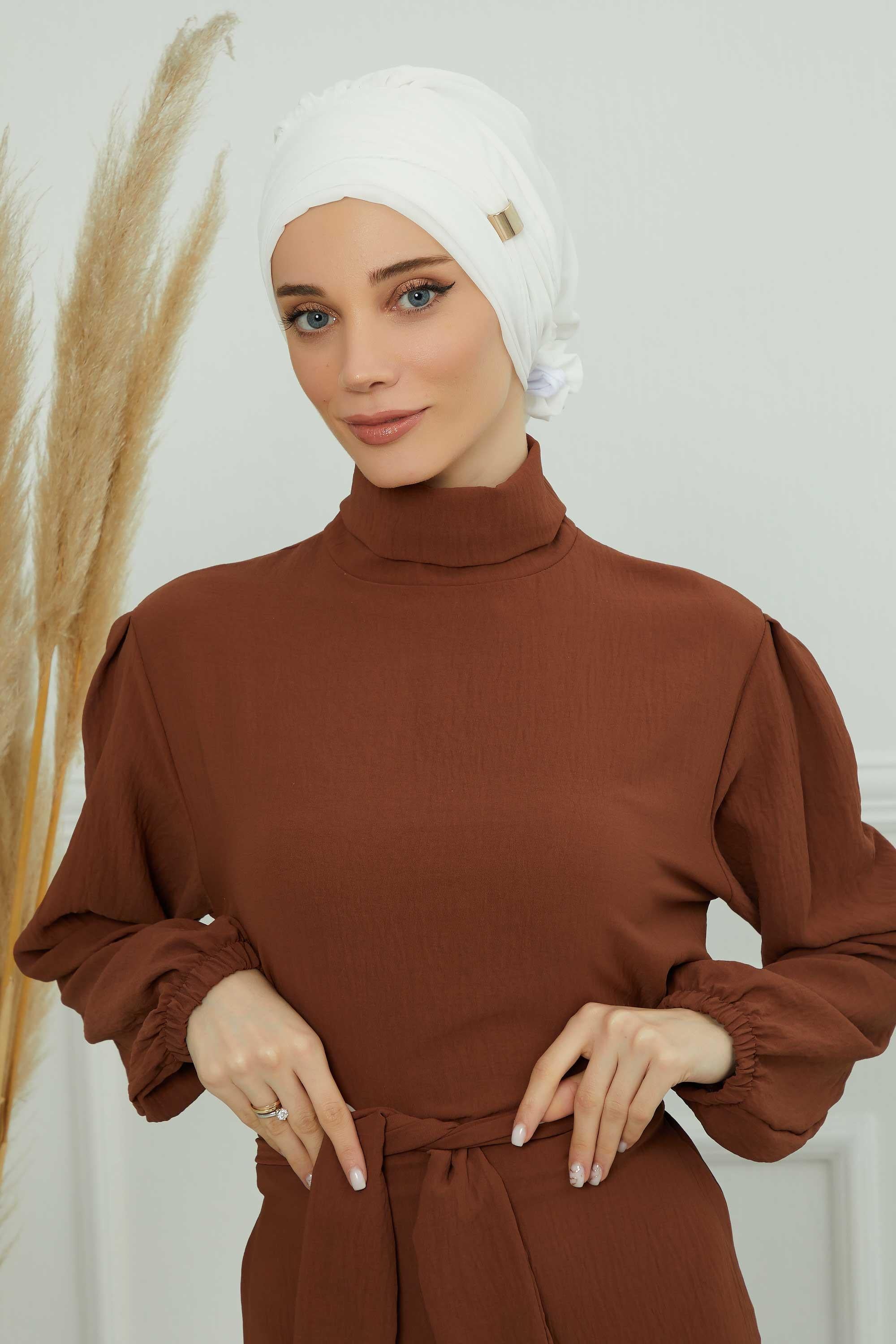 Aksesuarlı Şifon Hazır Türban,HT-95S,HT-95S