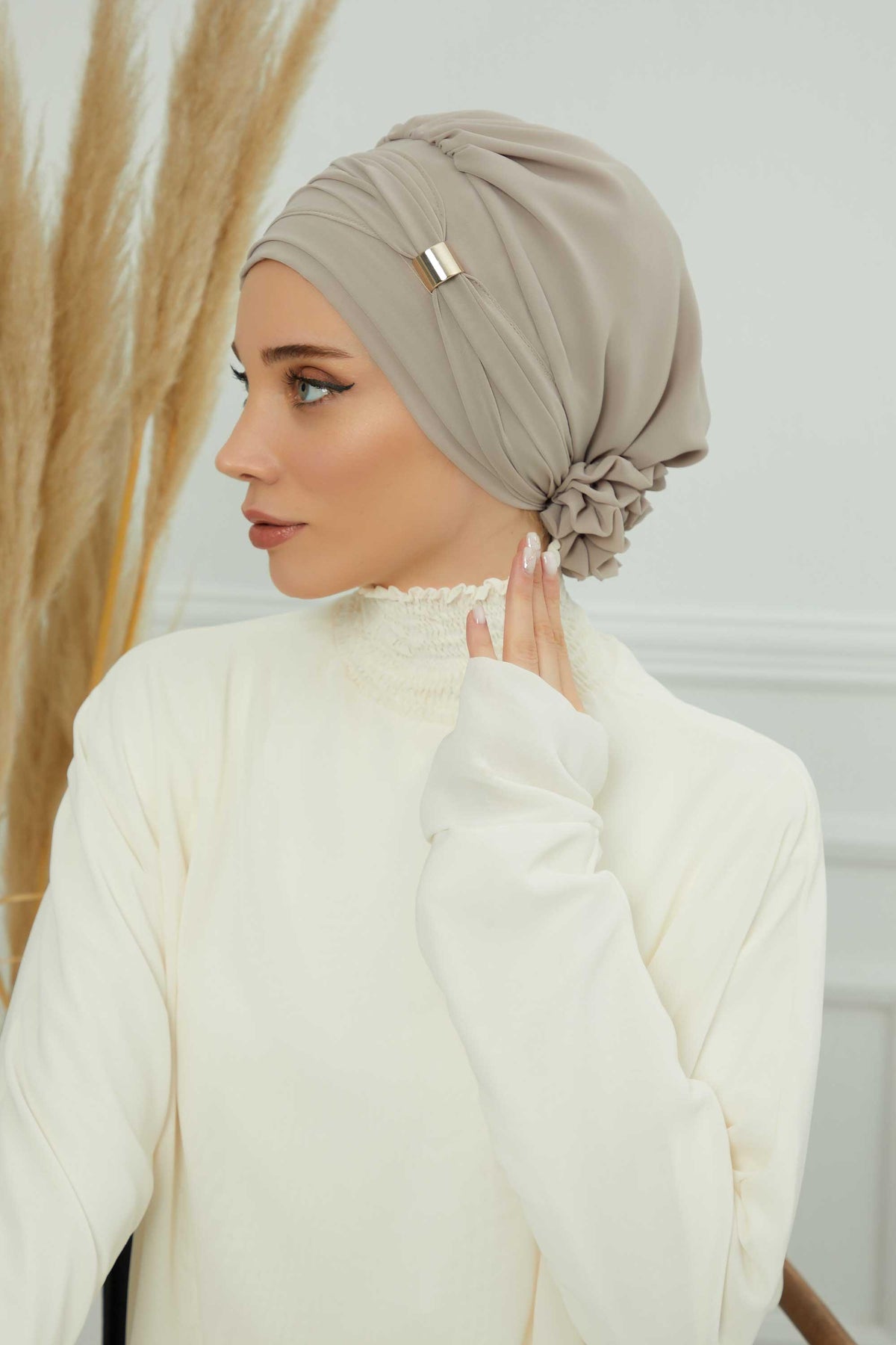 Aksesuarlı Şifon Hazır Türban,HT-95S,HT-95S