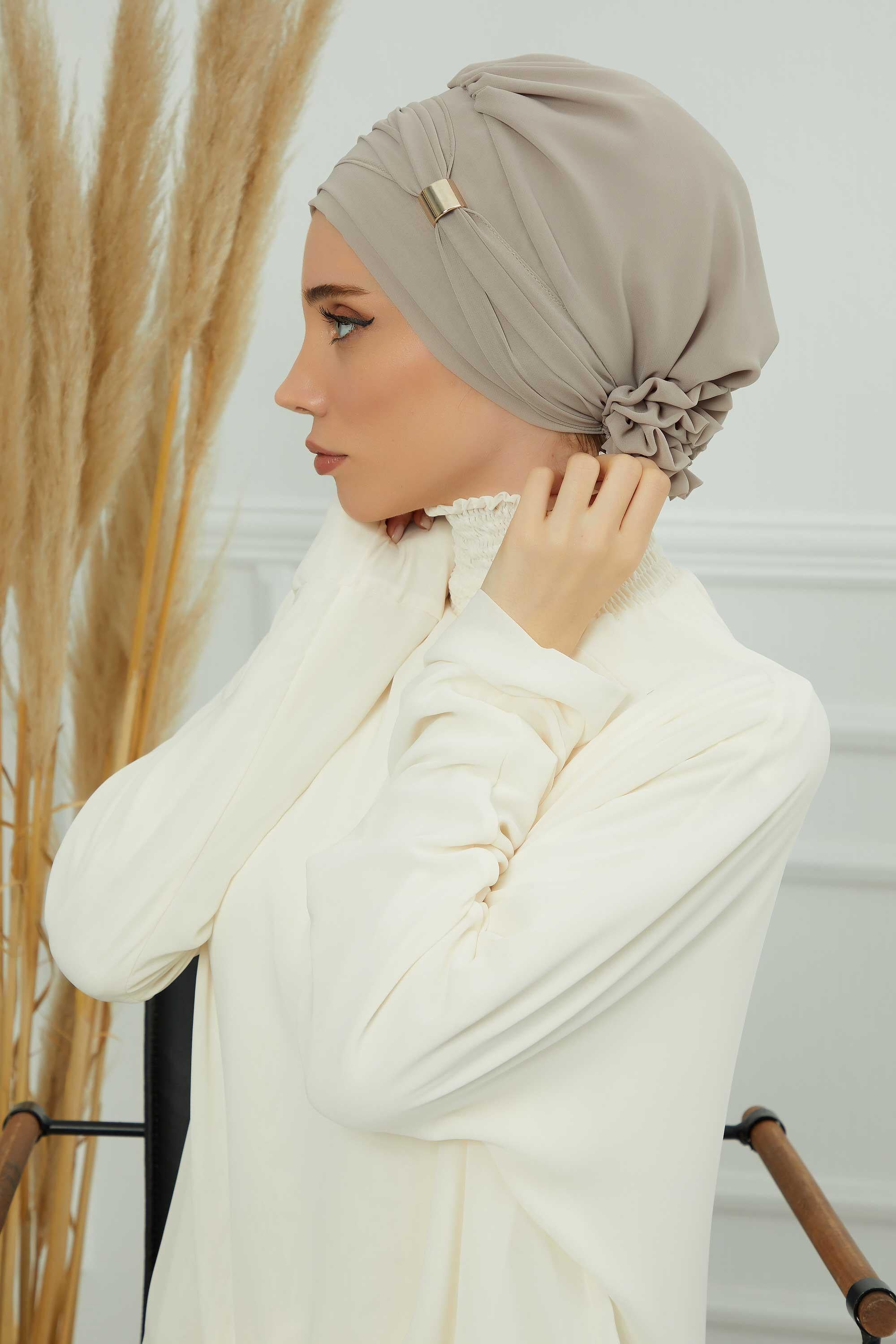 Aksesuarlı Şifon Hazır Türban,HT-95S,HT-95S