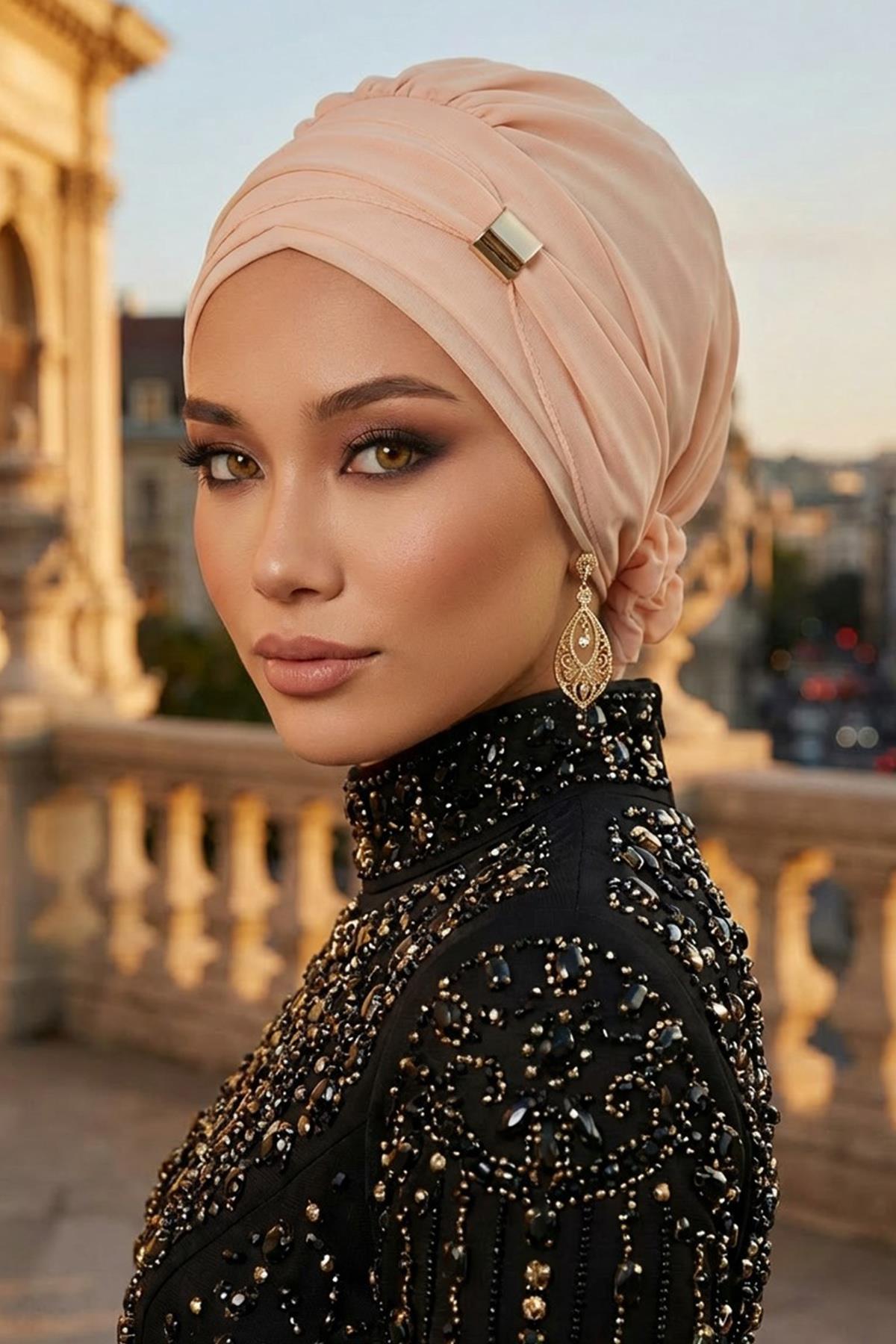 Aksesuarlı Şifon Hazır Türban,HT-95S,HT-95S