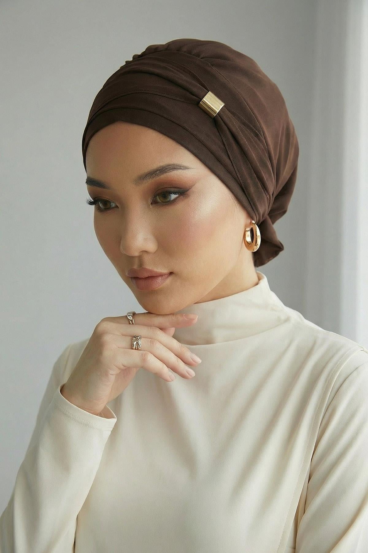 Aksesuarlı Şifon Hazır Türban,HT-95S,HT-95S