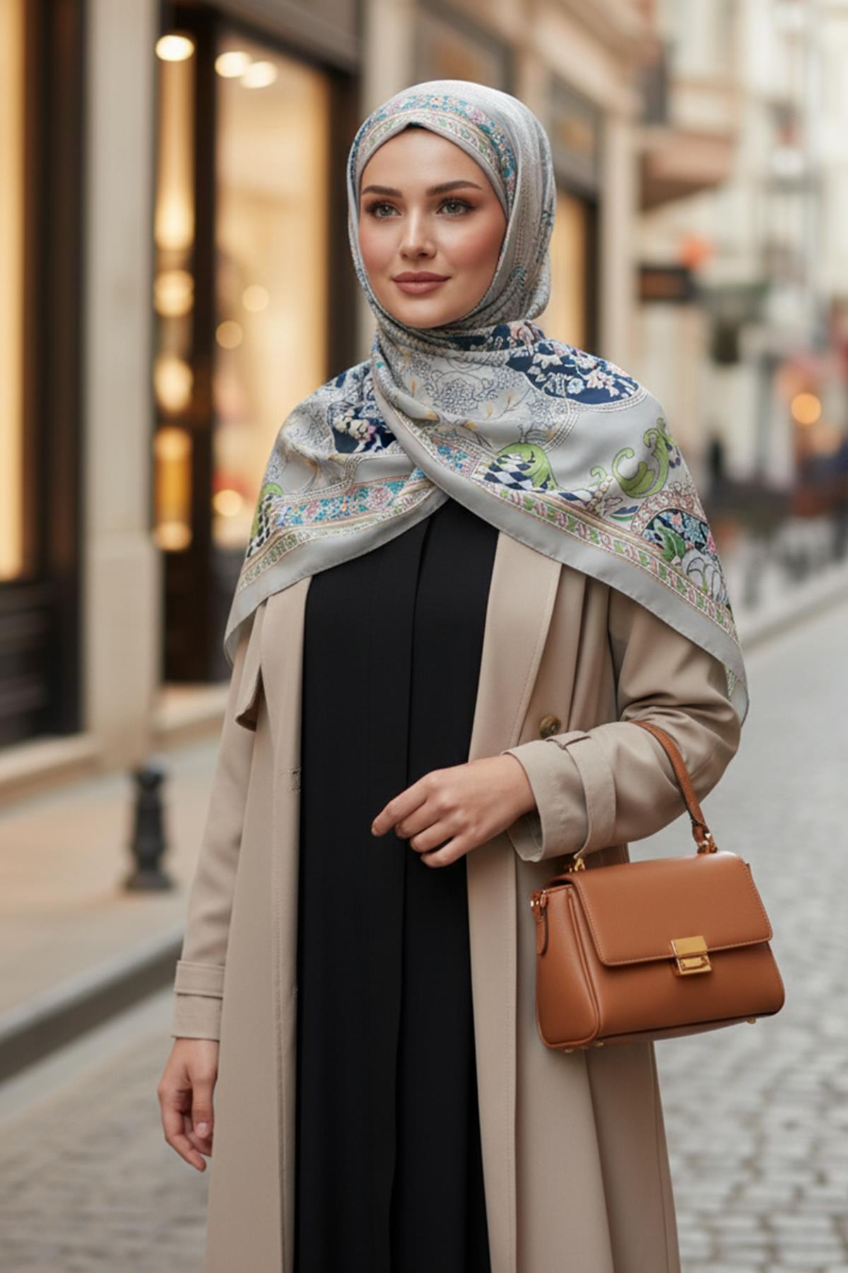 Arkadan Bağlamalı Desenli Pratik Şal,PS-203