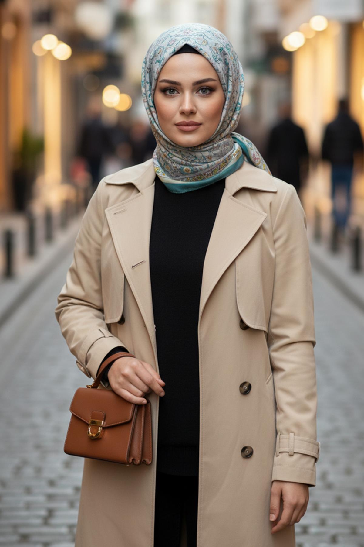 Arkadan Bağlamalı Desenli Pratik Şal,PS-203