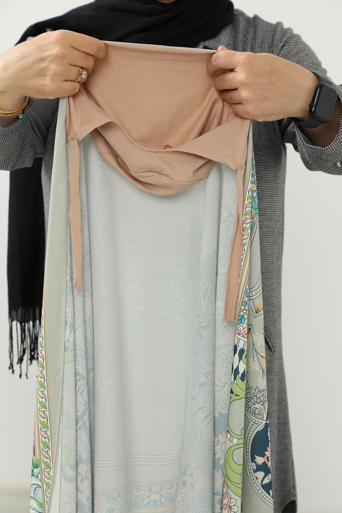 Arkadan Bağlamalı Desenli Pratik Şal,PS-203