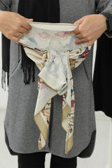 Arkadan Bağlanabilir Desenli Bone Türban,DB-202