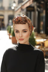 Arkadan Bağlanabilir Desenli Bone Türban,DB-203