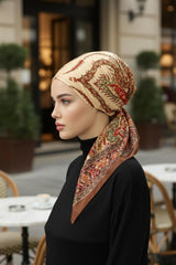 Arkadan Bağlanabilir Desenli Bone Türban,DB-203