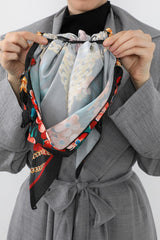 Arkadan Bağlanabilir Desenli Saten Bone Türban,DB-116