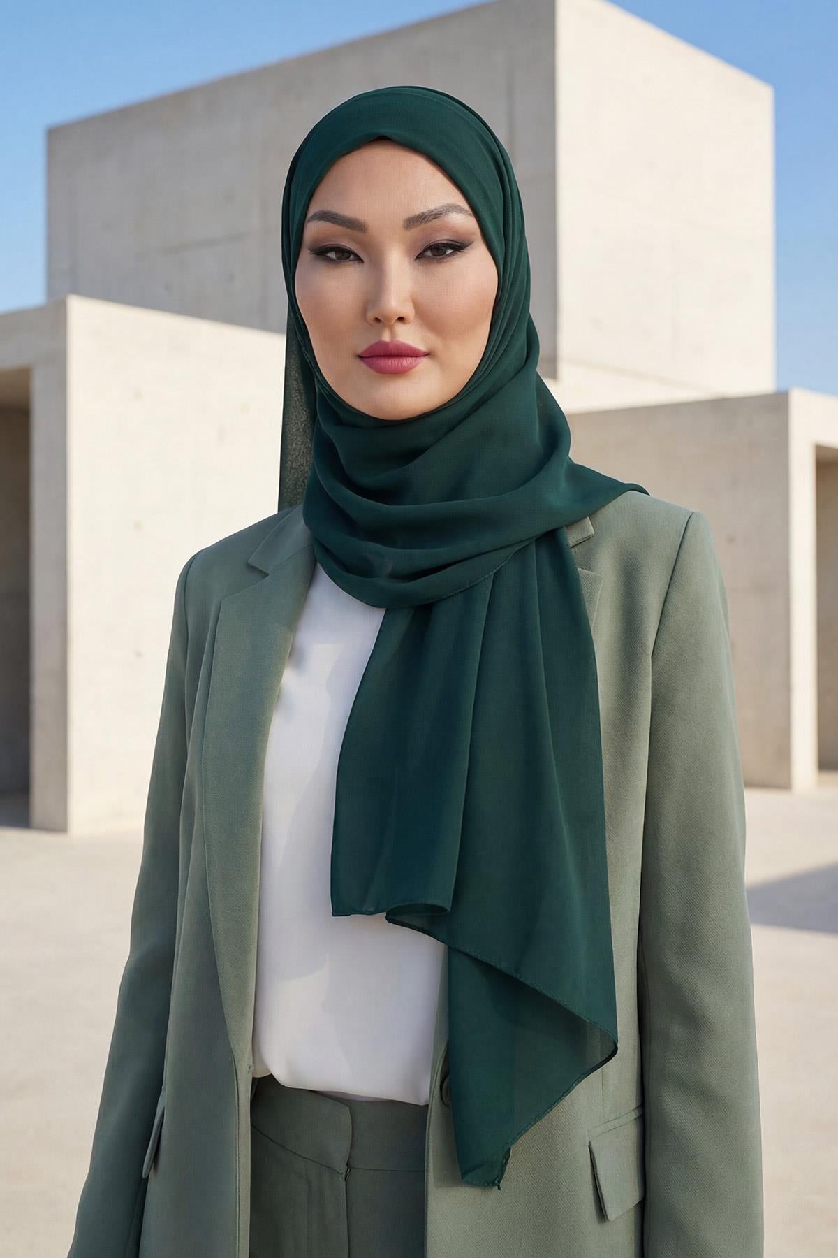 Arkadan Bağlanan Penye İç Boneli Pratik Şifon Şal,PS-51