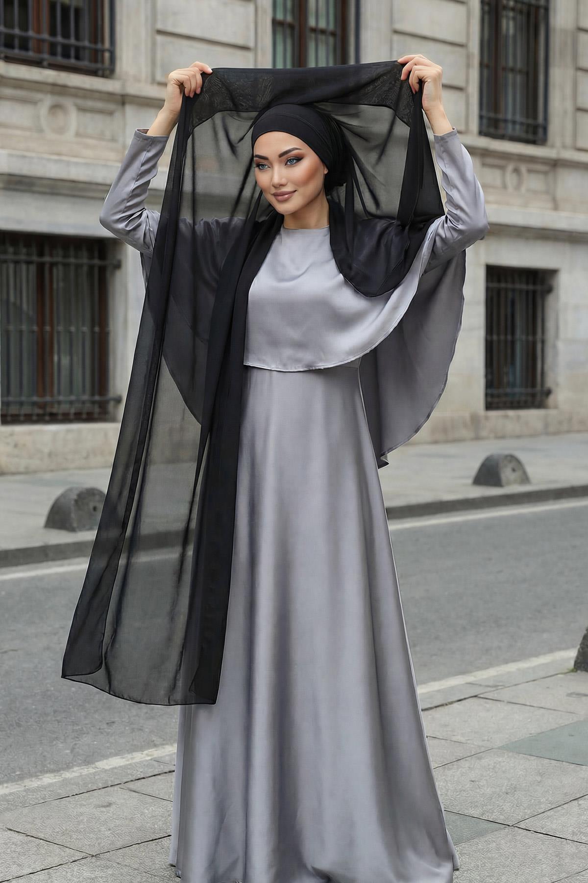 Arkadan Bağlanan Penye İç Boneli Pratik Şifon Şal,PS-51