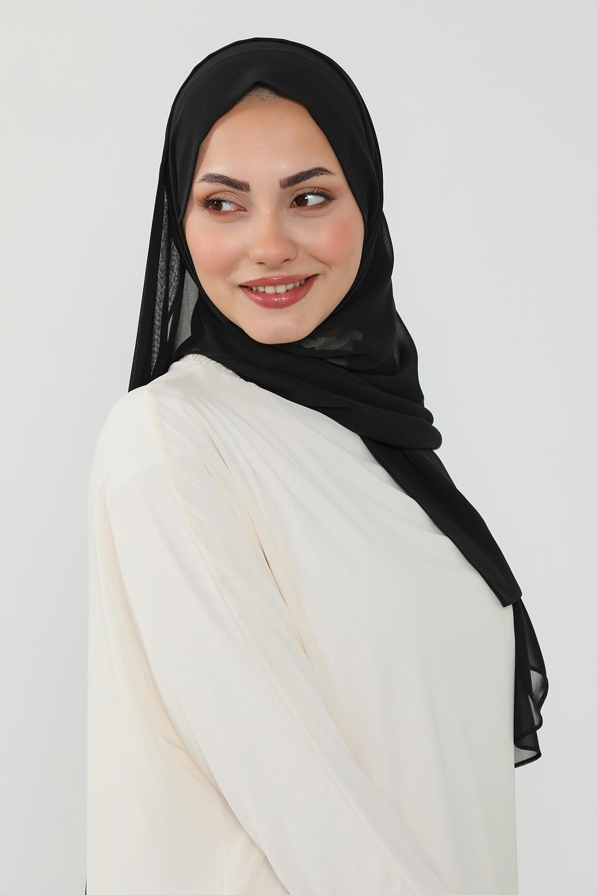 Arkadan Bağlanan Penye İç Boneli Pratik Şifon Şal,PS-51