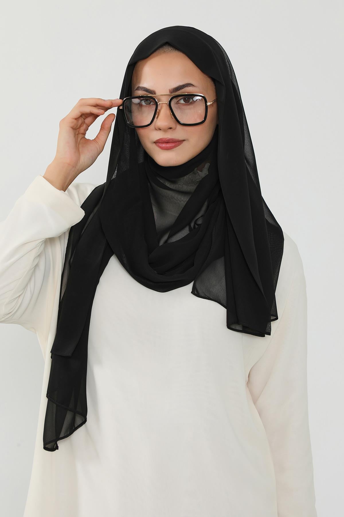 Arkadan Bağlanan Penye İç Boneli Pratik Şifon Şal,PS-51