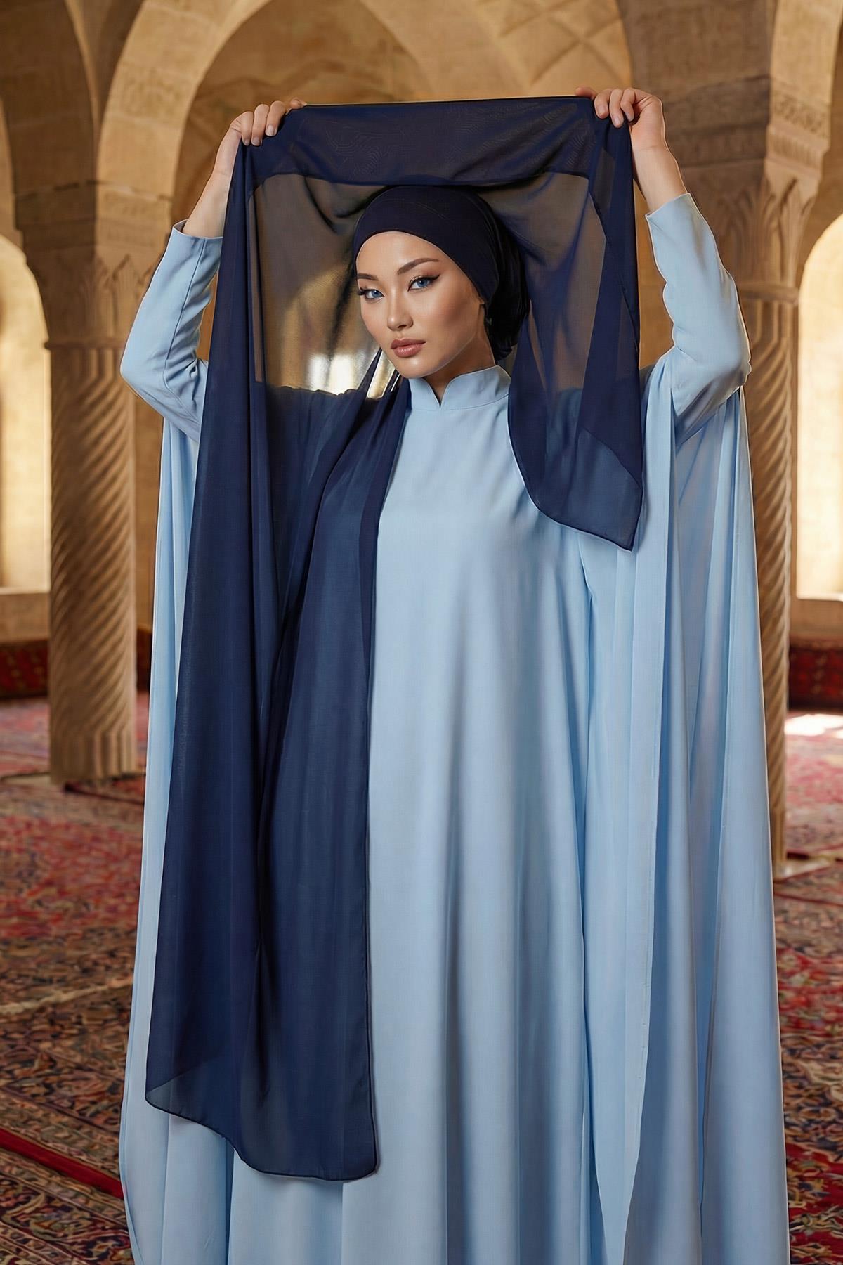 Arkadan Bağlanan Penye İç Boneli Pratik Şifon Şal,PS-51