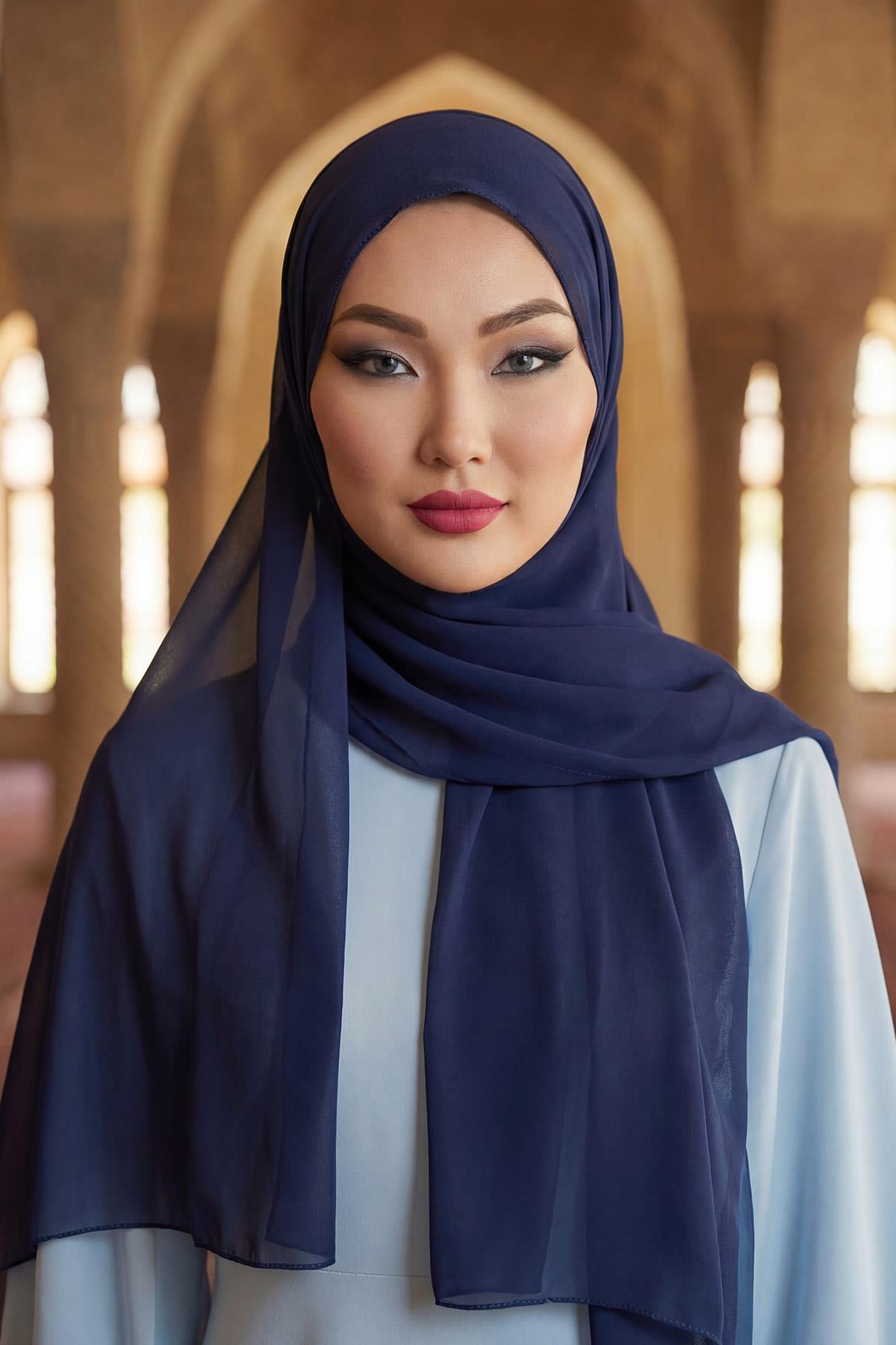 Arkadan Bağlanan Penye İç Boneli Pratik Şifon Şal,PS-51