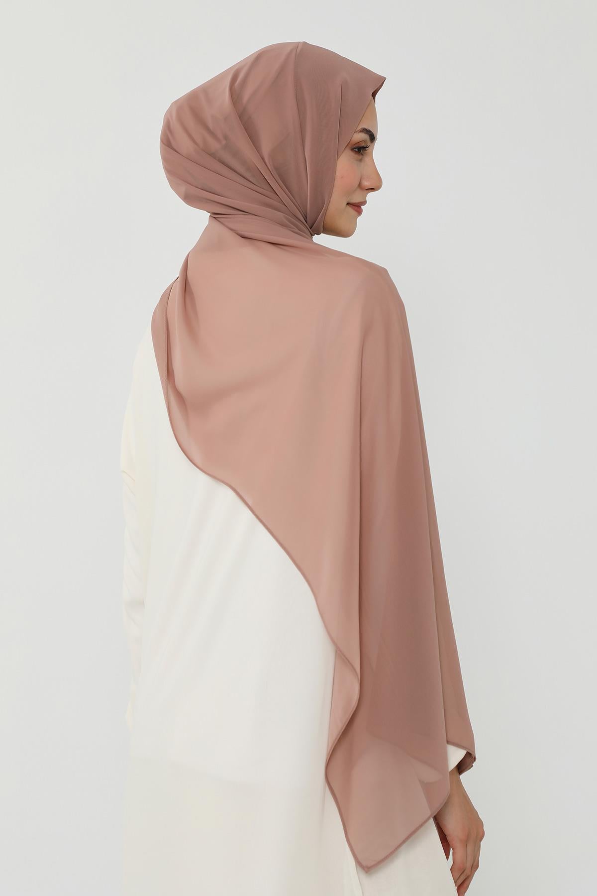 Arkadan Bağlanan Penye İç Boneli Pratik Şifon Şal,PS-51