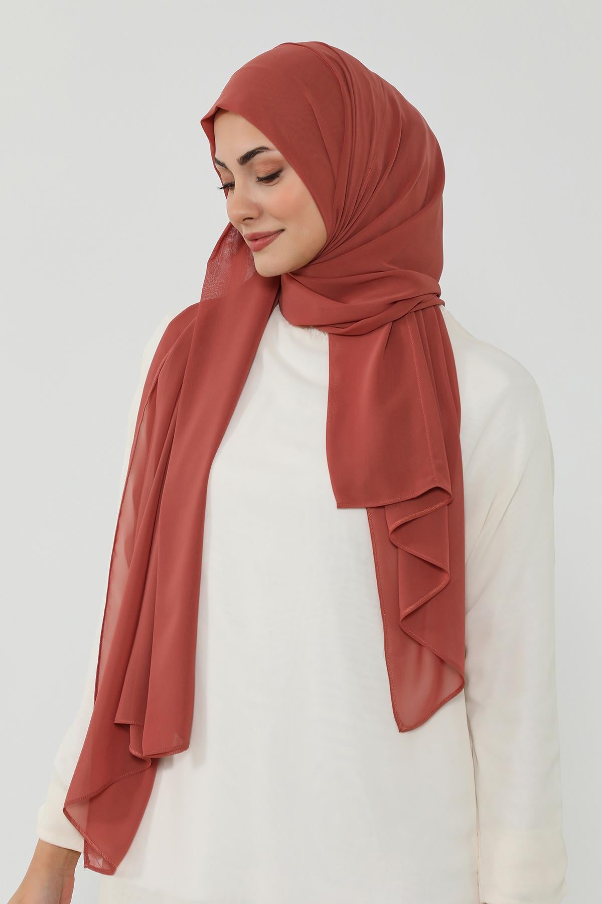 Arkadan Bağlanan Penye İç Boneli Pratik Şifon Şal,PS-51