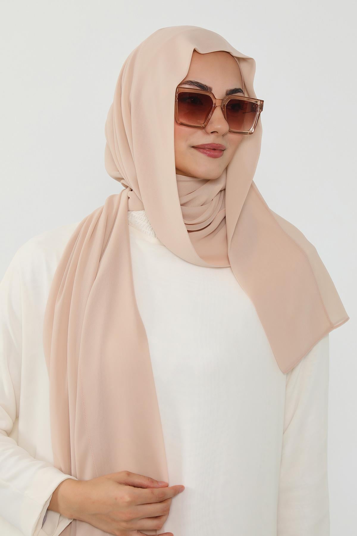 Arkadan Bağlanan Penye İç Boneli Pratik Şifon Şal,PS-51