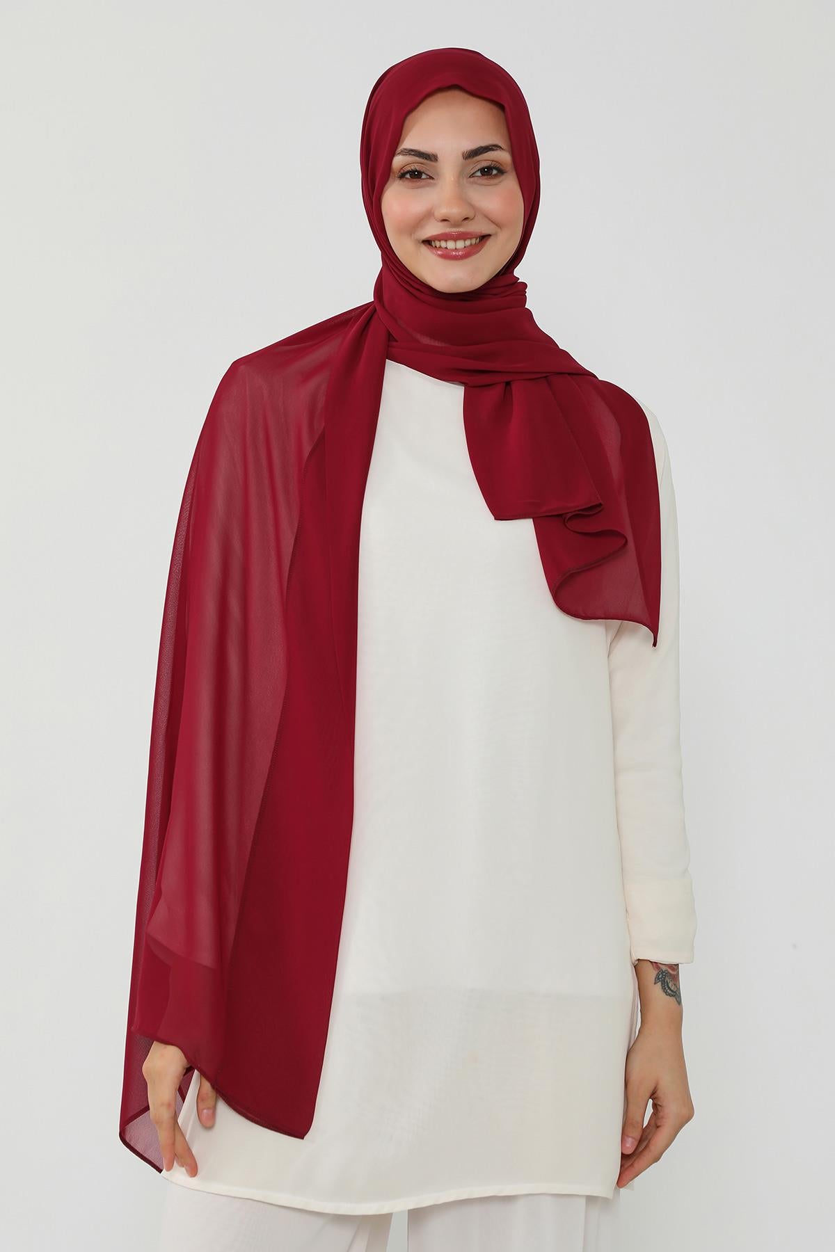 Arkadan Bağlanan Penye İç Boneli Pratik Şifon Şal,PS-51