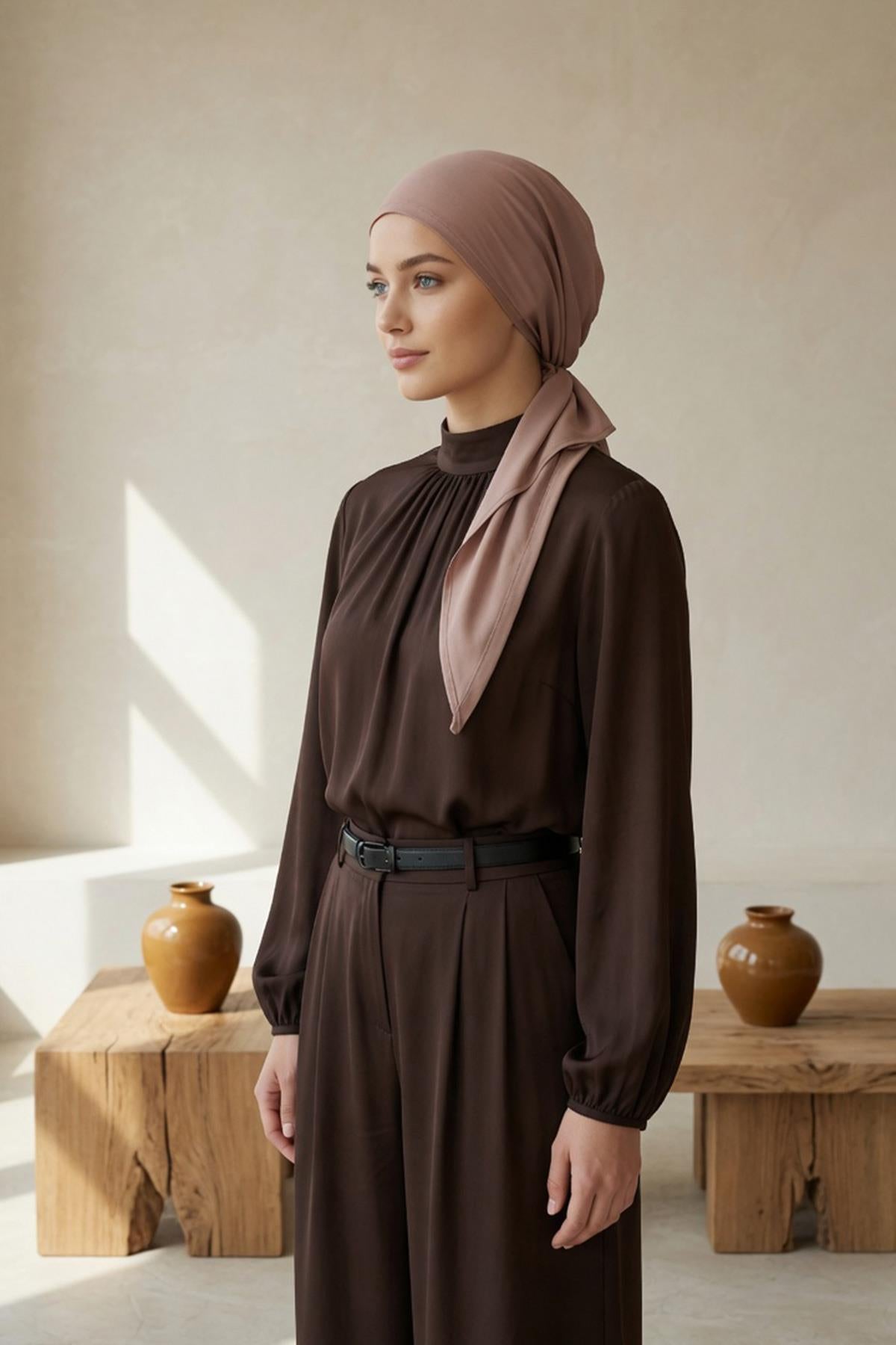 Bağlamalı Krep Bone Türban,B-101