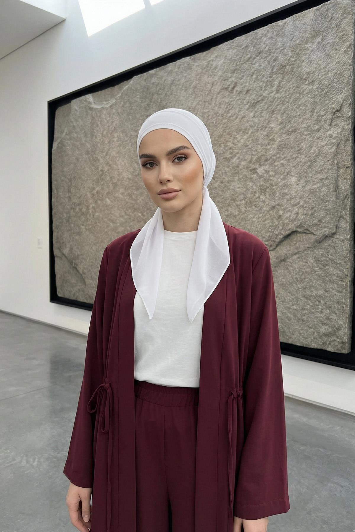 Bağlanabilir Kaymaz Penye İçli Şifon Bone,B-97