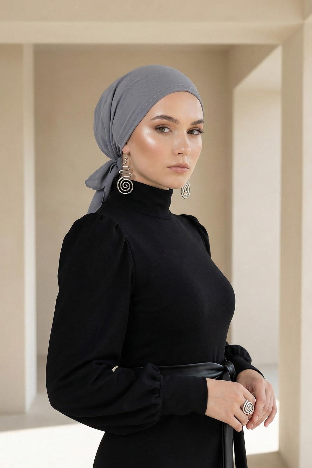 Bağlanabilir Kaymaz Penye İçli Şifon Bone,B-97