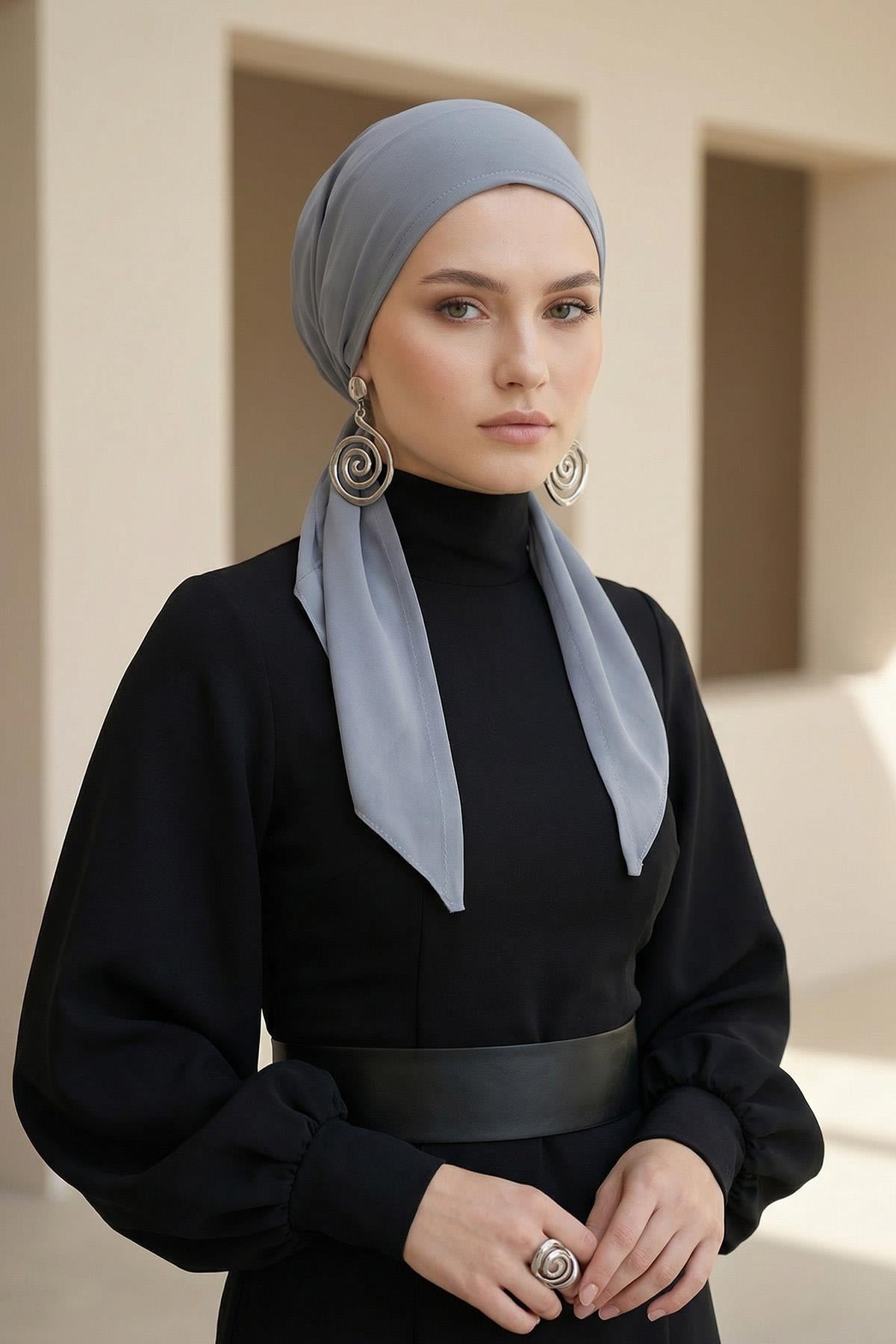Bağlanabilir Kaymaz Penye İçli Şifon Bone,B-97