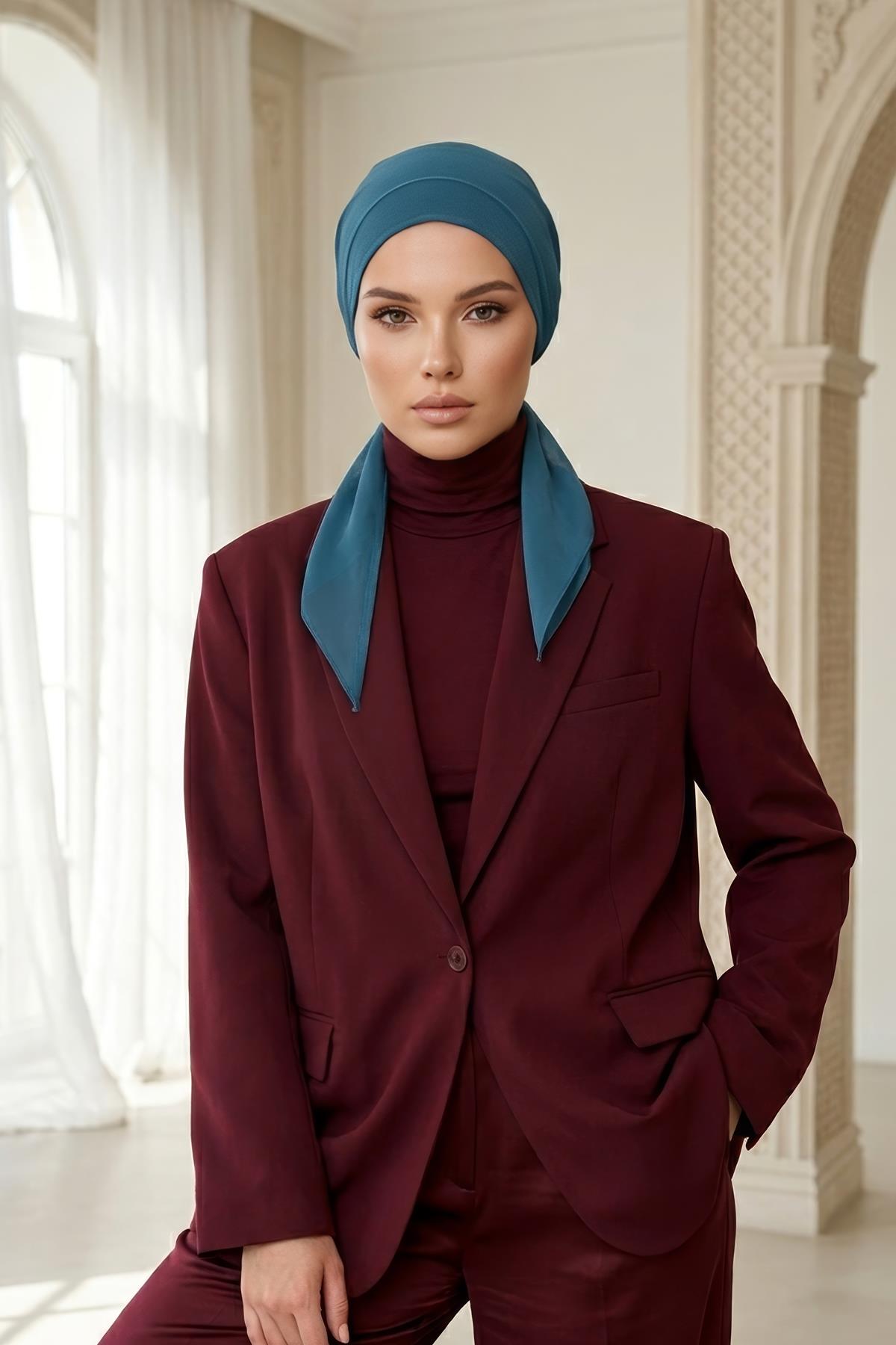 Bağlanabilir Kaymaz Penye İçli Şifon Bone,B-97