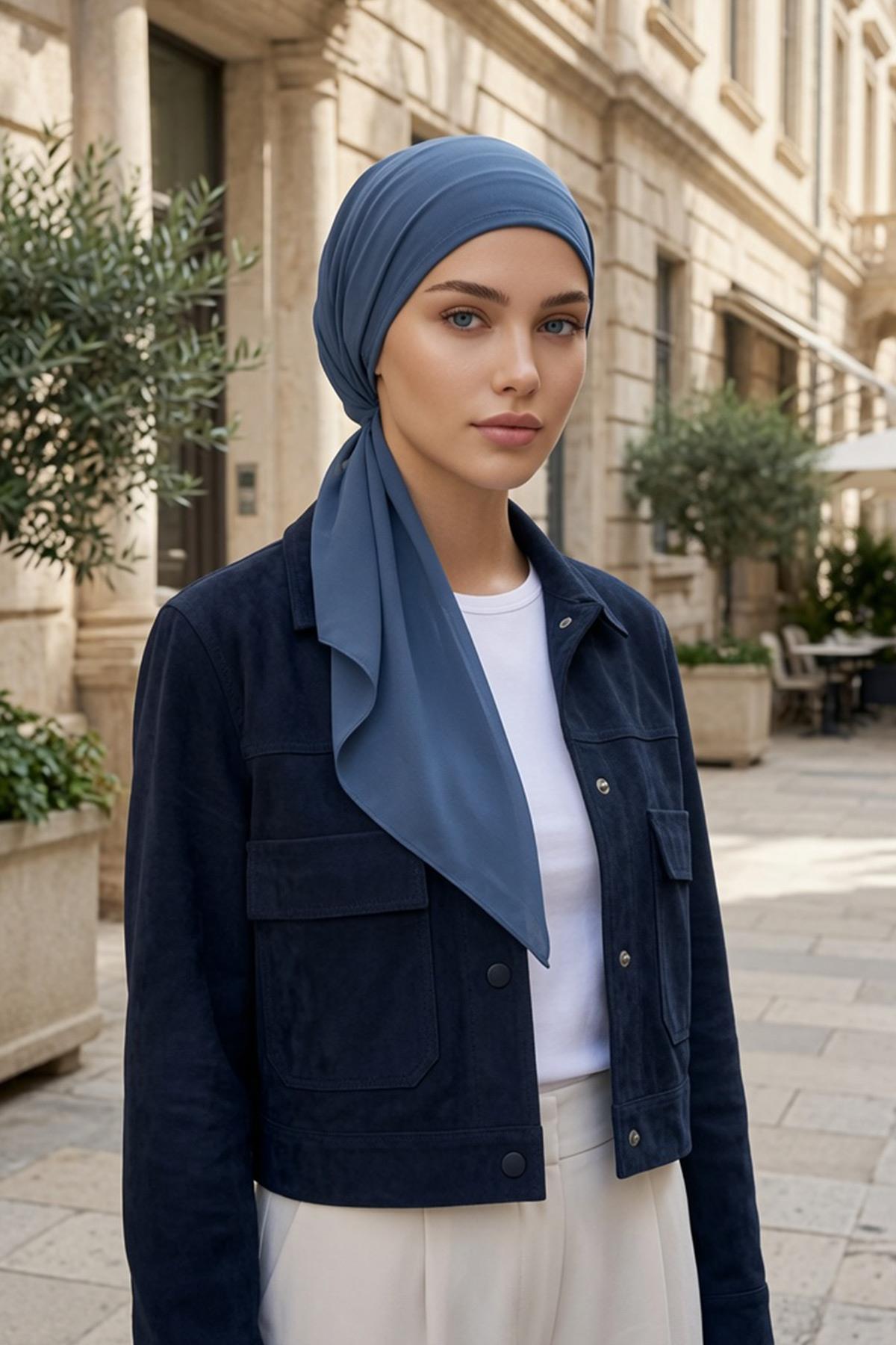 Bağlanabilir Kaymaz Penye İçli Şifon Bone,B-97