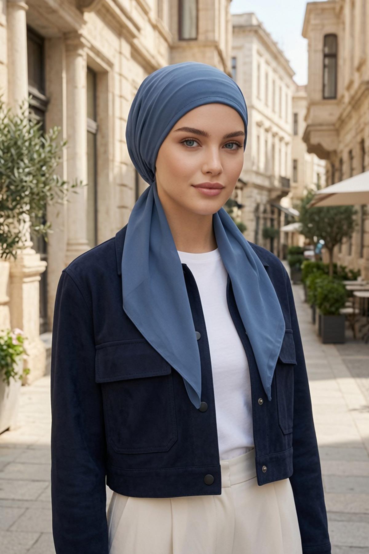Bağlanabilir Kaymaz Penye İçli Şifon Bone,B-97
