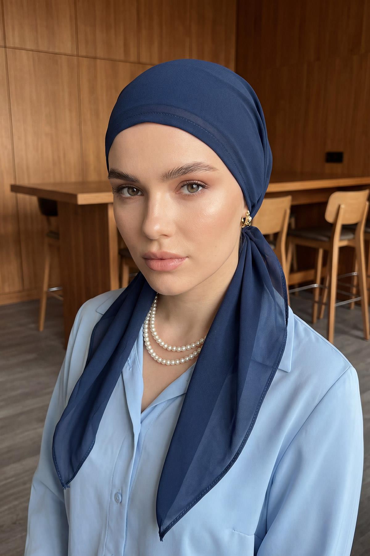 Bağlanabilir Kaymaz Penye İçli Şifon Bone,B-97