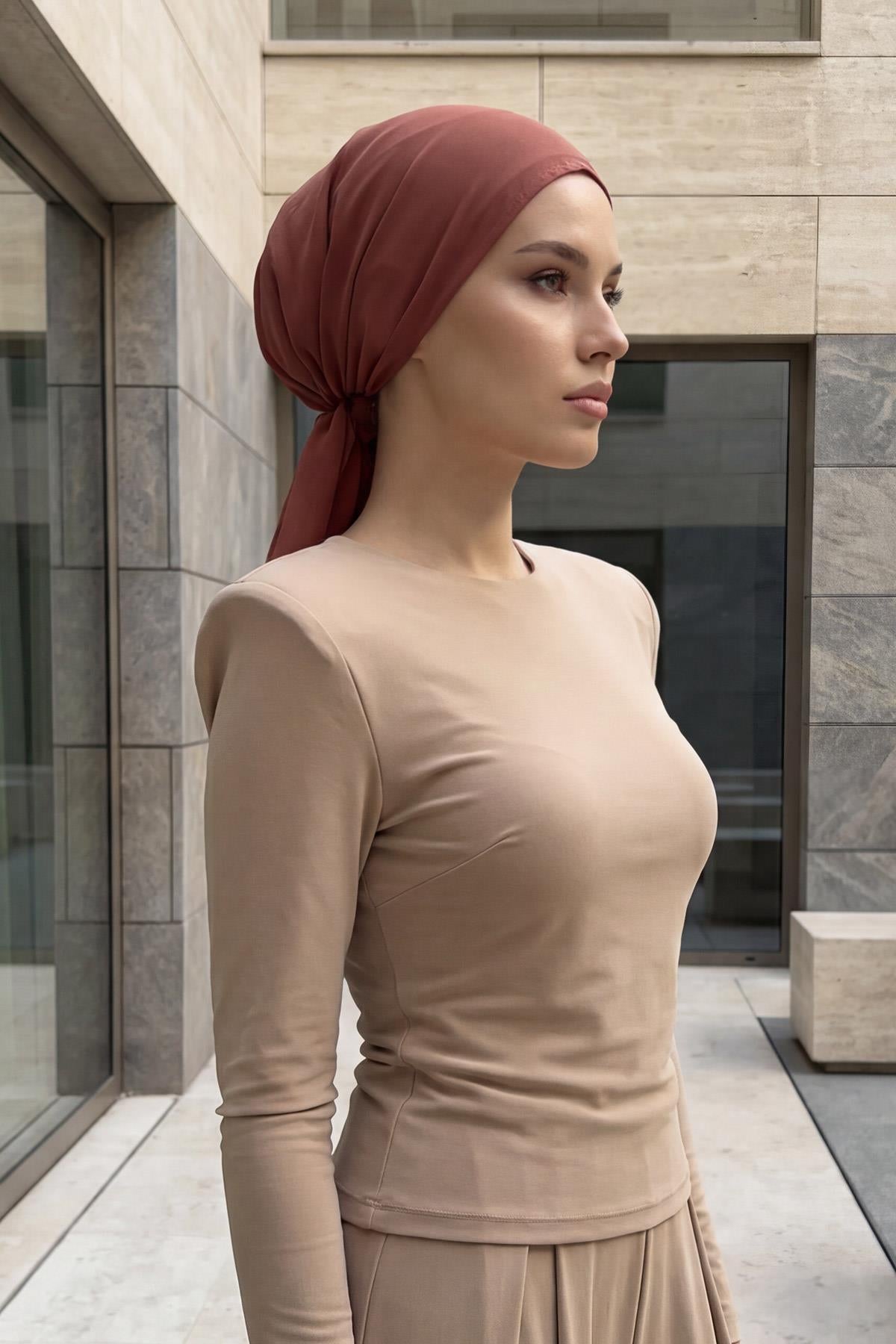 Bağlanabilir Kaymaz Penye İçli Şifon Bone,B-97